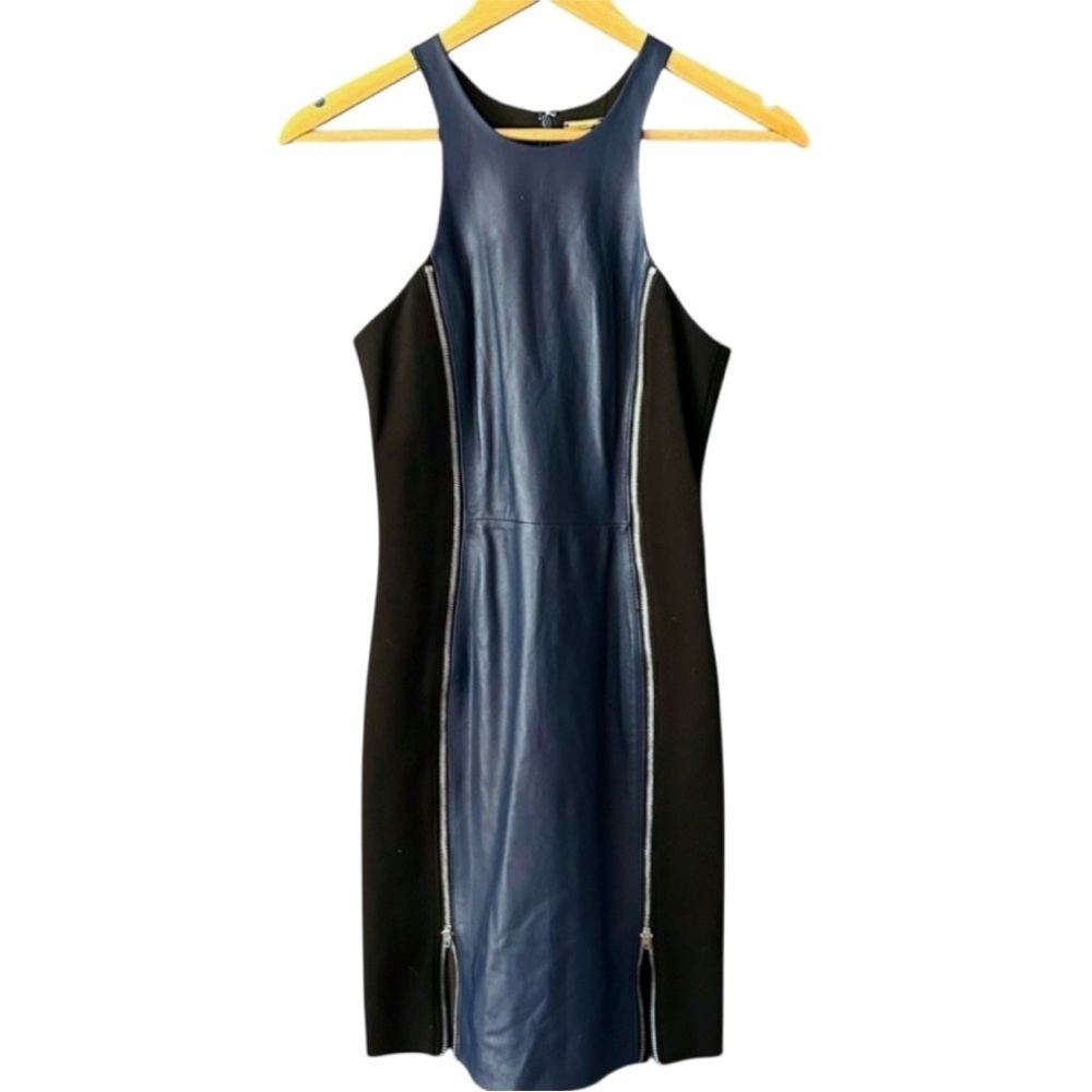 Rebecca Minkoff Paris Blue and Black Leather Dress